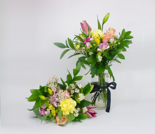 Pink and Yellow bouquets
